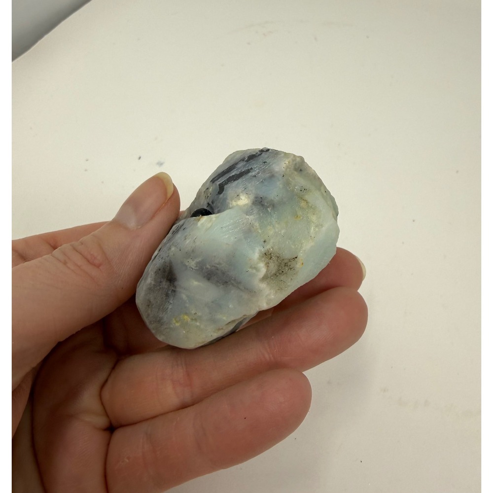 Set of 3 Blue Lace Agate & Aquamarine Crystal Rock Buddies Hand Carved Stone - Picture 10 of 12